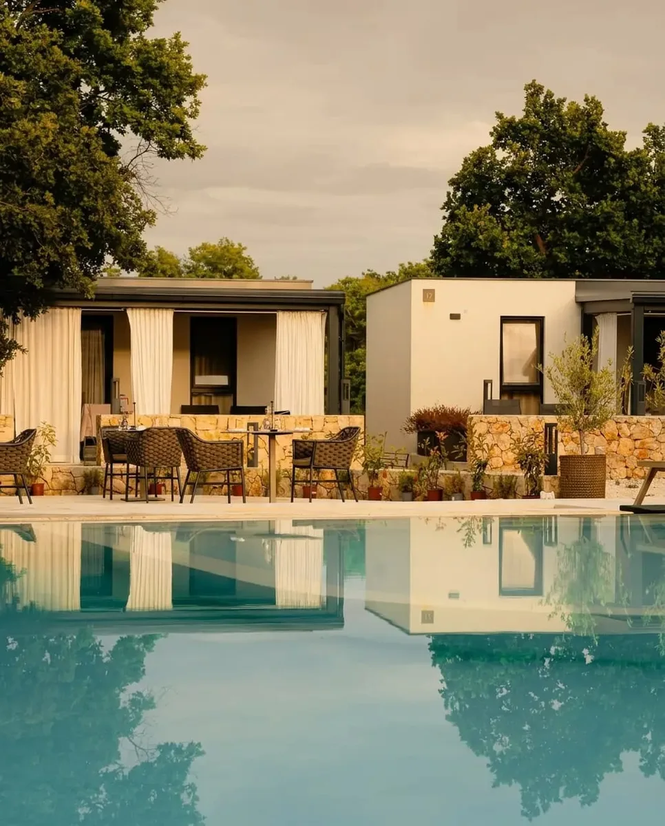 Mobile homes by the pool at Dionis Camping Zaton